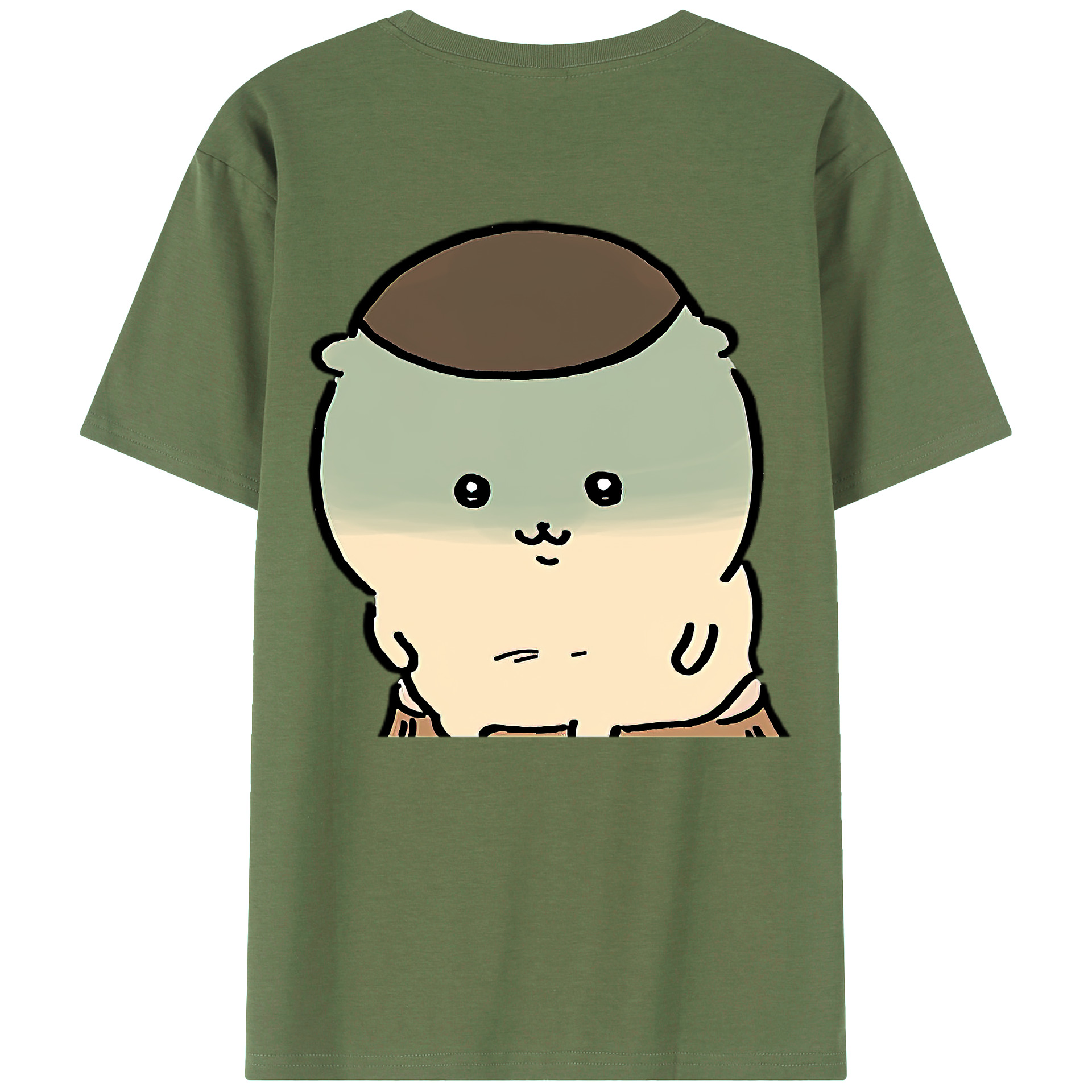 （画像用） ちいかわ くりまんじゅう Chii-kawa kuri manjū 綿100％ メンズ半袖Tシャツ（バックプリント） 通気性
